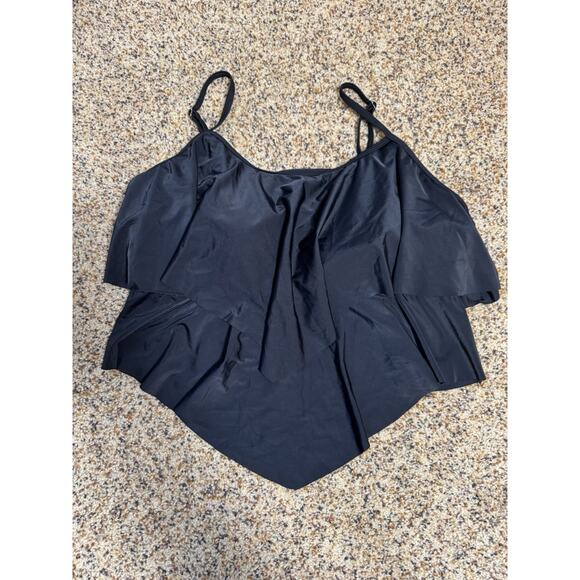 Tankini Swimsuit‎ Ruffled Tank Tummy Control Black Striped Modest Swimwear XXXL - Picture 4 of 8
